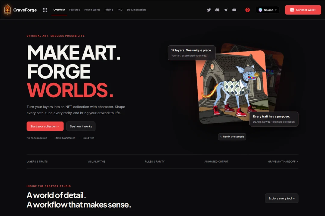 GraveForge collection creator with layered artwork and creative tools